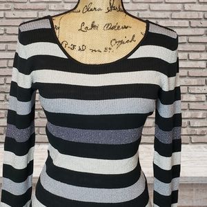 The Limited Stretch Black Silver Stripe Sweater